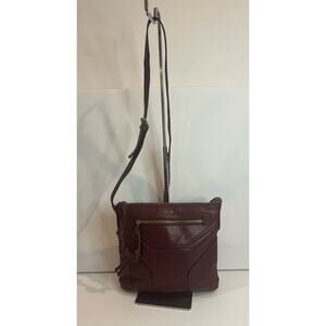 Joe's Jeans Leather Crossbody Maroon Tassel Messenger Bag Purse